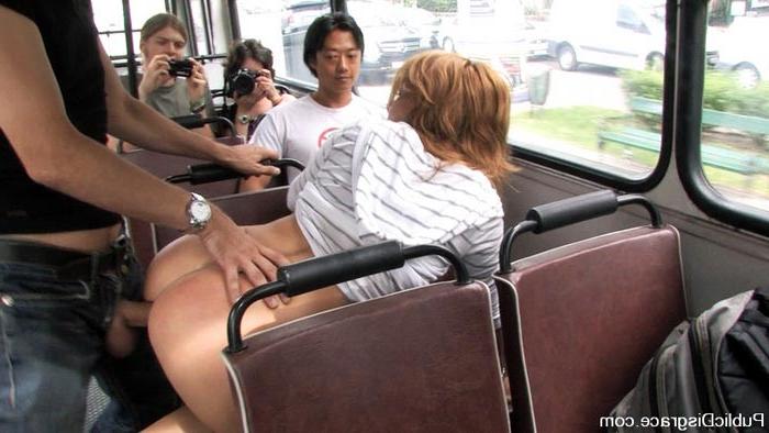 15P Redhead hottie sucks cock and fucks on a public bus