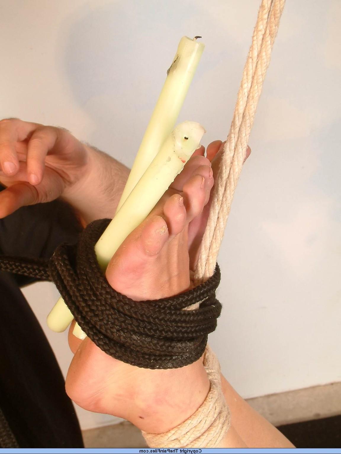 16P BDSM Slavegirl Shaz in bound foot punishment and needle torments