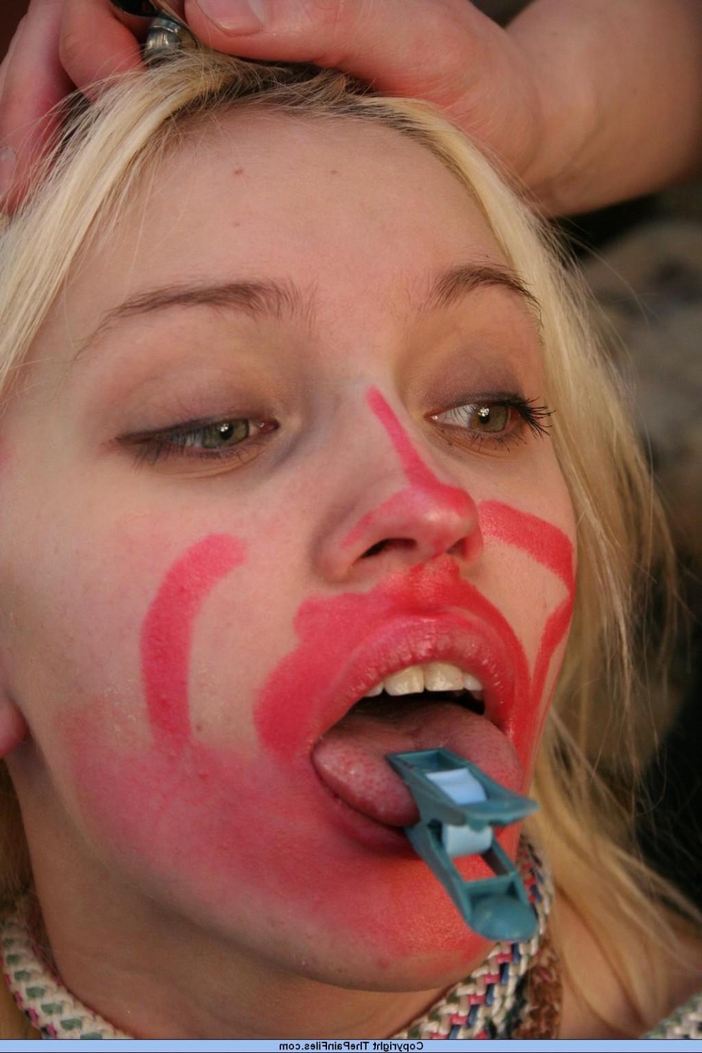 16P Blonde bdsm slavegirls facial pain and humiliation
