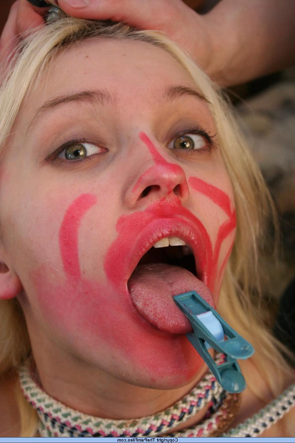 16P Blonde bdsm slavegirls facial pain and humiliation