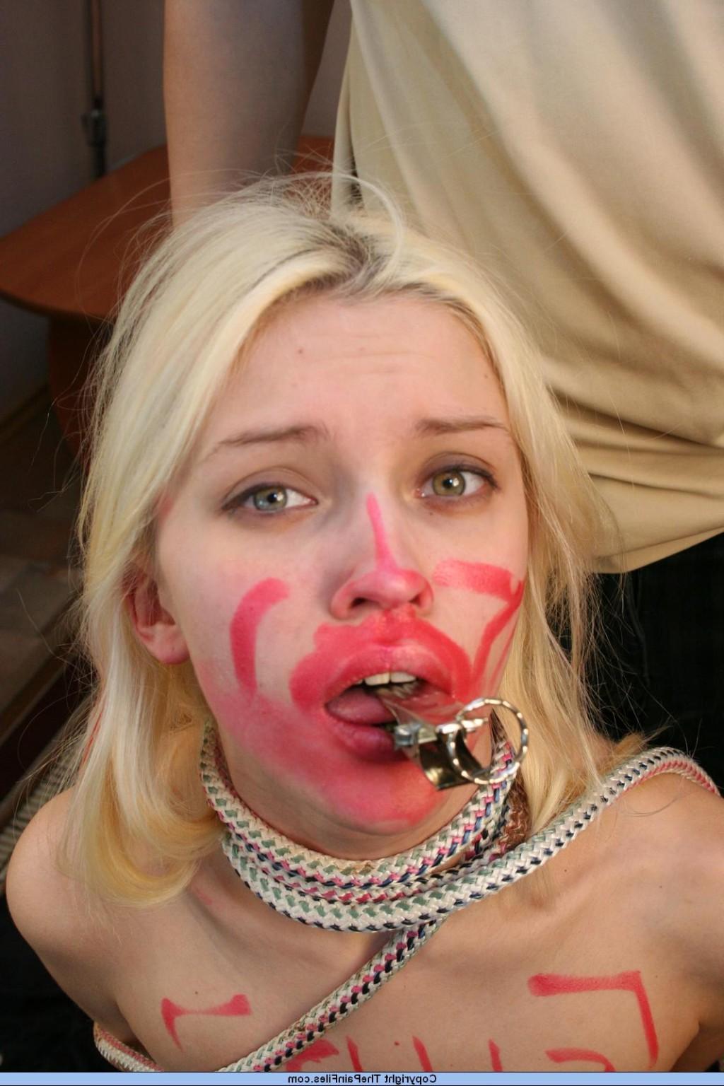 16P Blonde bdsm slavegirls facial pain and humiliation