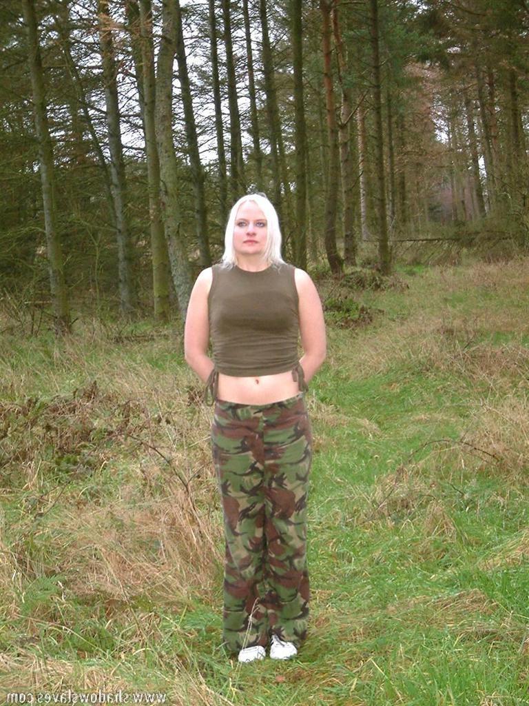 15P BDSM soldier girl is forced to work out outdoors in the forest