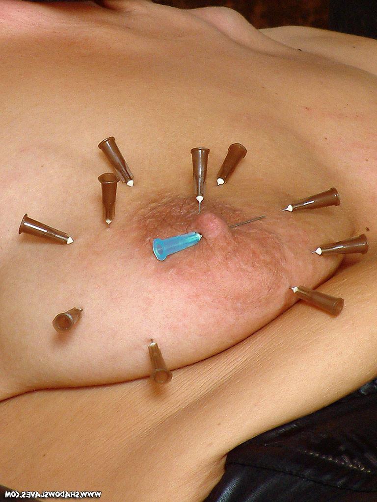 15P Brunette slave girl in intense facial needle bdsm torment