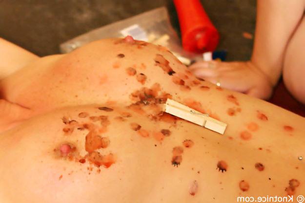 15P Blindfolded sub treated to ice and wax play