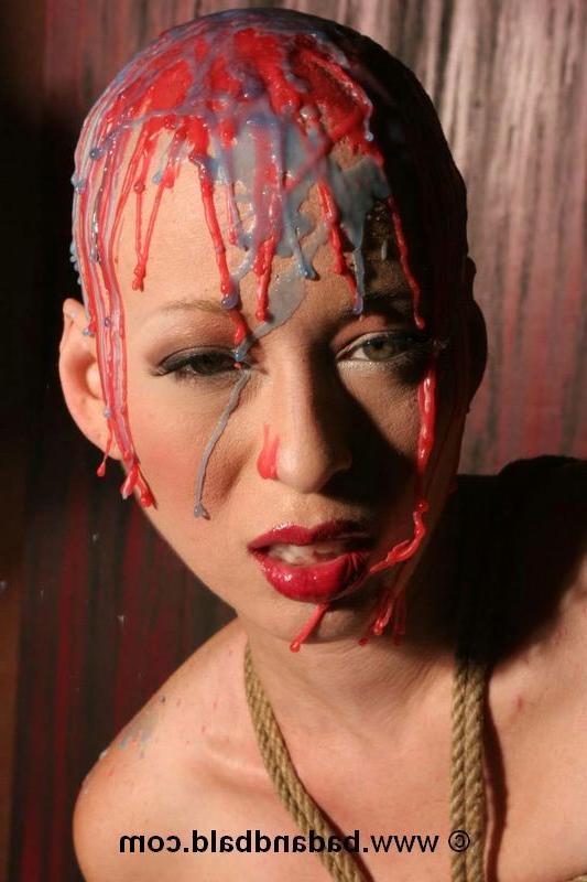 16P Bizarre bald babe in bondage and BDSM