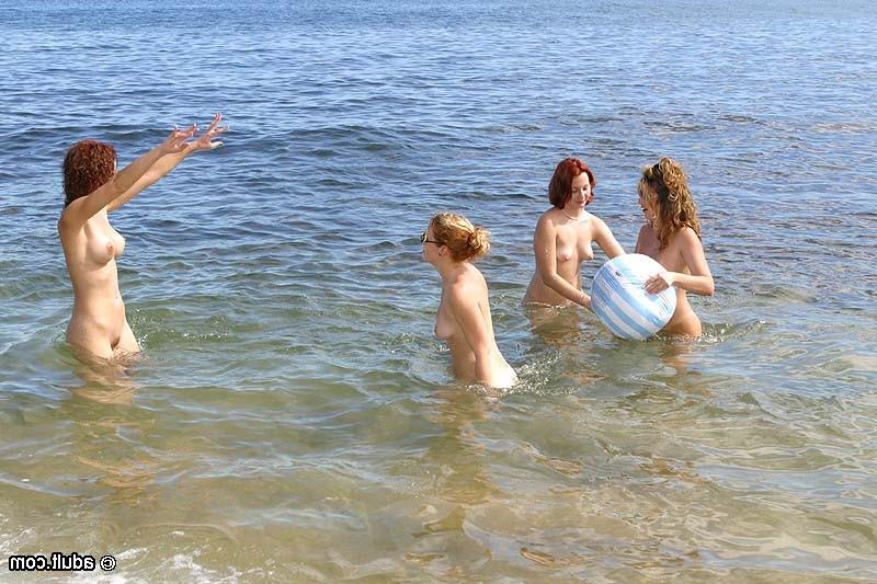 16P Horny nudist lesbians having naked fun on a tropical island