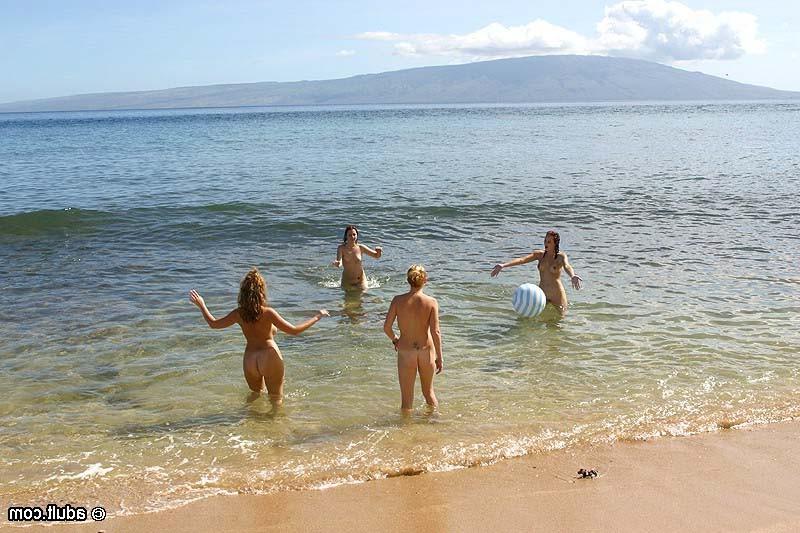 16P Horny nudist lesbians having naked fun on a tropical island