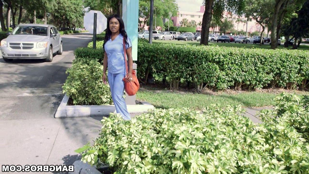 15P Black nurse makes some extra cash in the Bang Bus