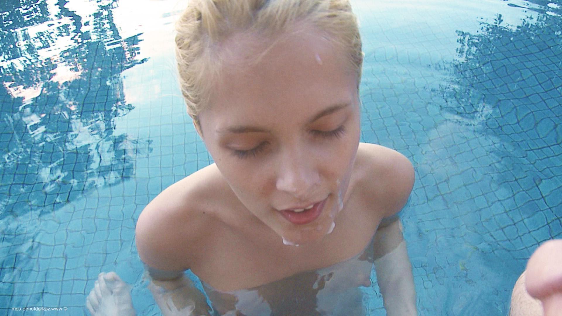 16P Dreamy Blond Nymph Blowing And Getting Drilled By a Pool POV
