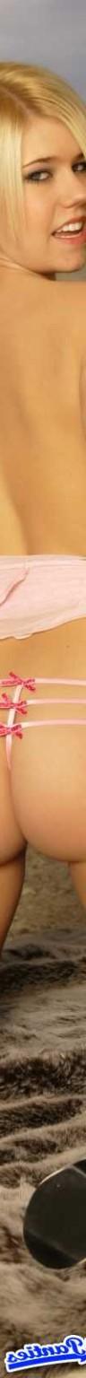 18P Lucy pink satin thong panties outside