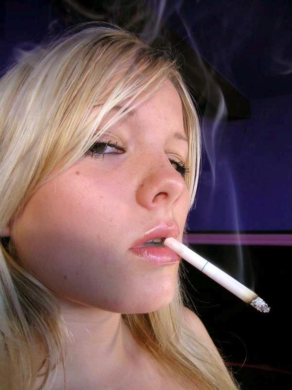 16P Hot blonde teen with nice big tits light herself a cigarette