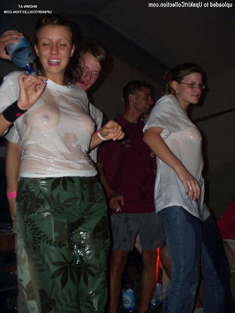 15P Their cloths are wet and sheer exposing nips