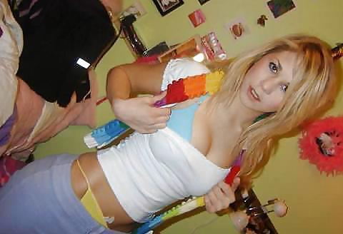 25P Hot Coed Annabelle Showing Her Yellow Teddy and Panties