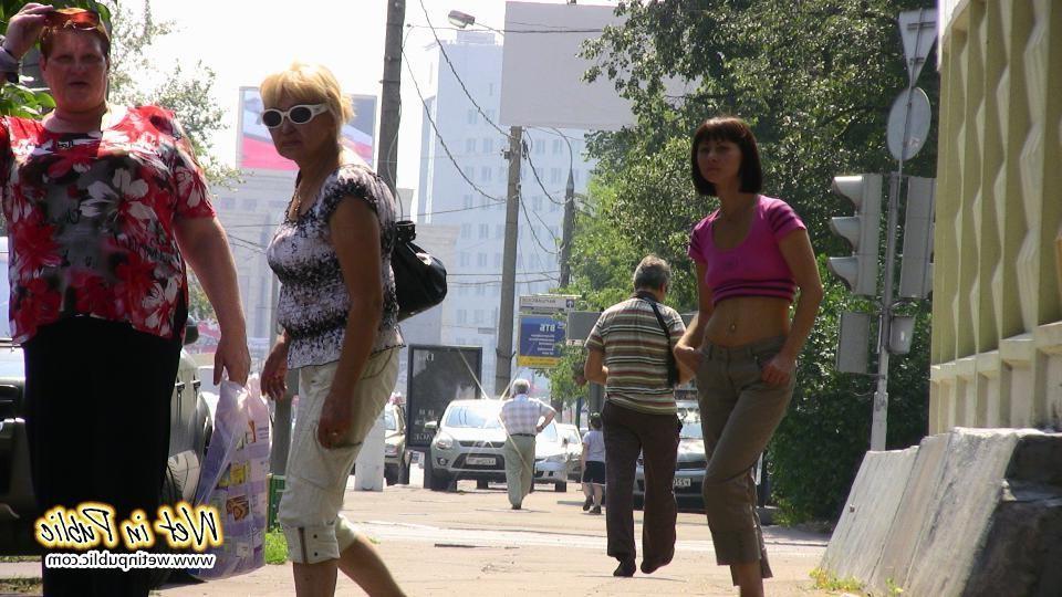 9P Cute chick finds no better place to wet her pants than this bus stop