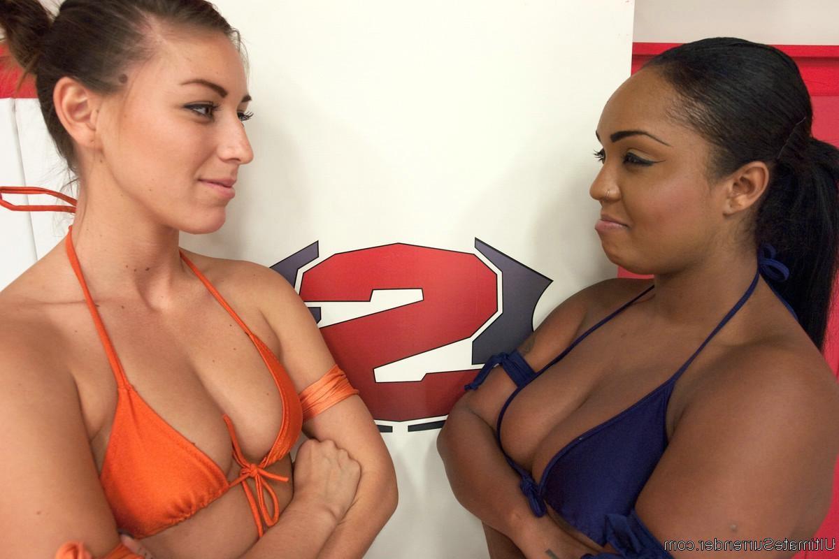 24P Ultimate surrender  real lesbian nonscripted wrestling cat fight  interracial bl