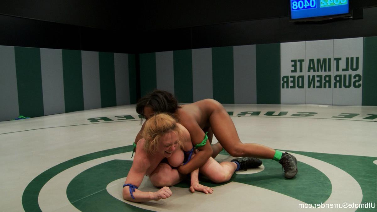 24P Sexy ebony teen is defeated and fucked in lesbian wrestling