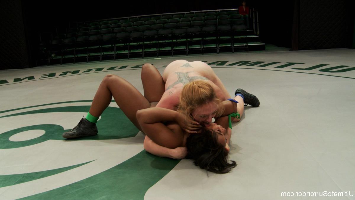 24P Sexy ebony teen is defeated and fucked in lesbian wrestling