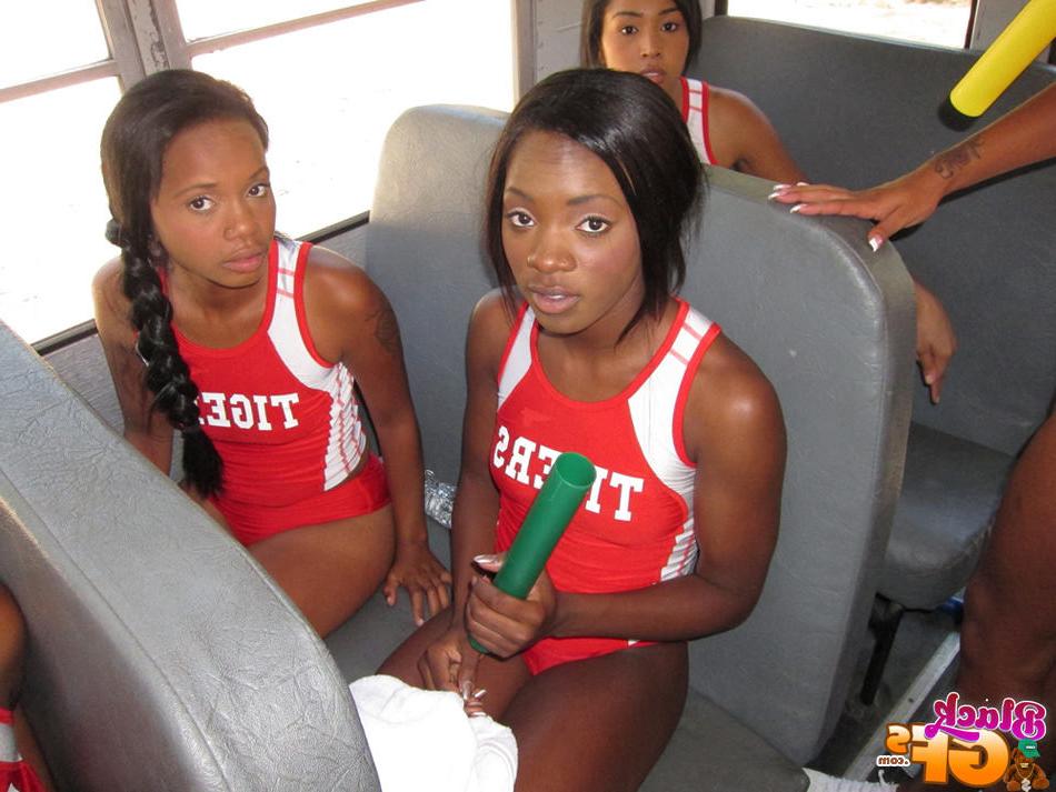 15P Black teen lesbian girlfriends strip on school bus