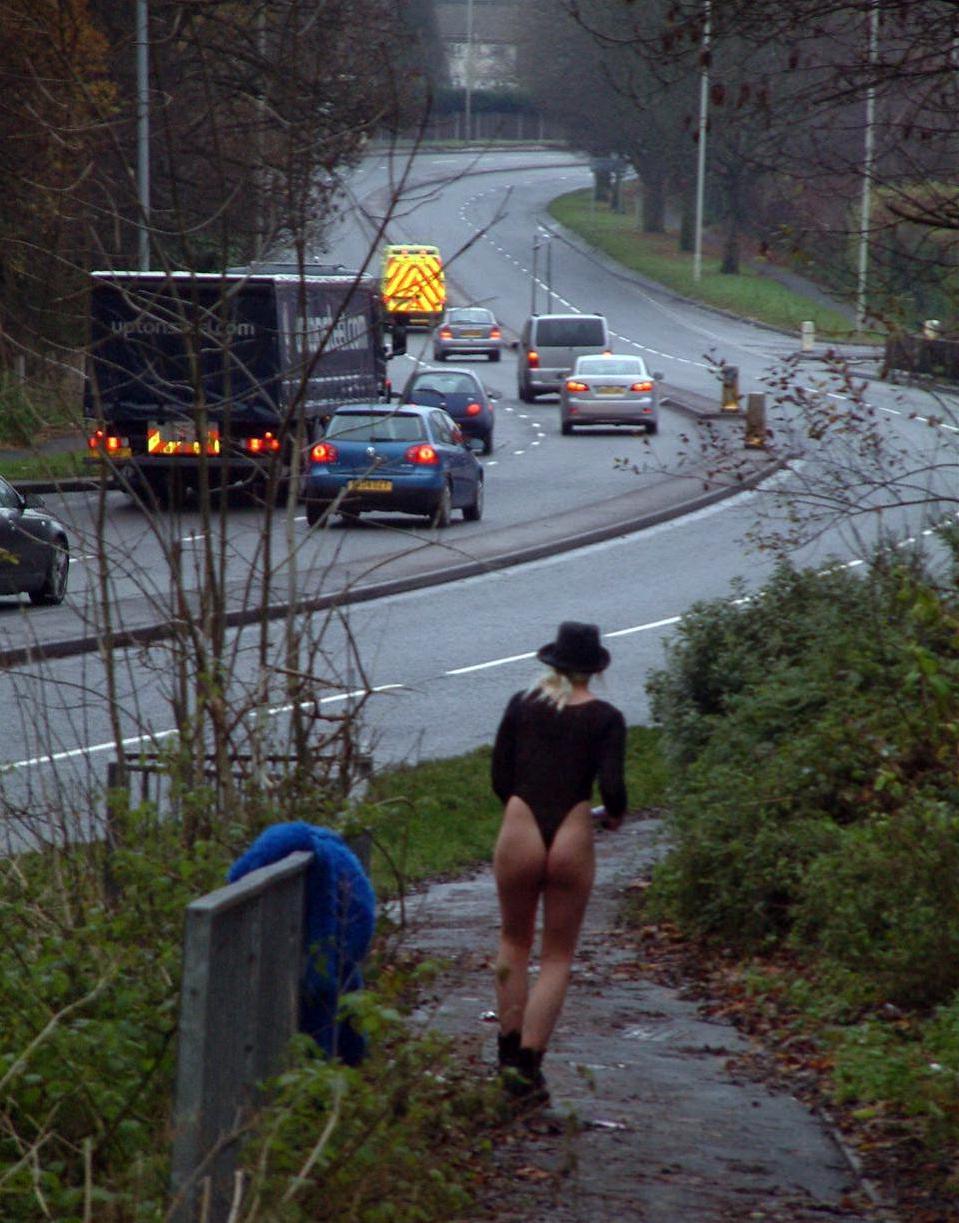 16P Blonde college babe flashing and teen Chaos in sexy teasing of busy rush hour tr