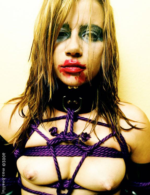 15P Sexy Sarah Blake is tied and dominated