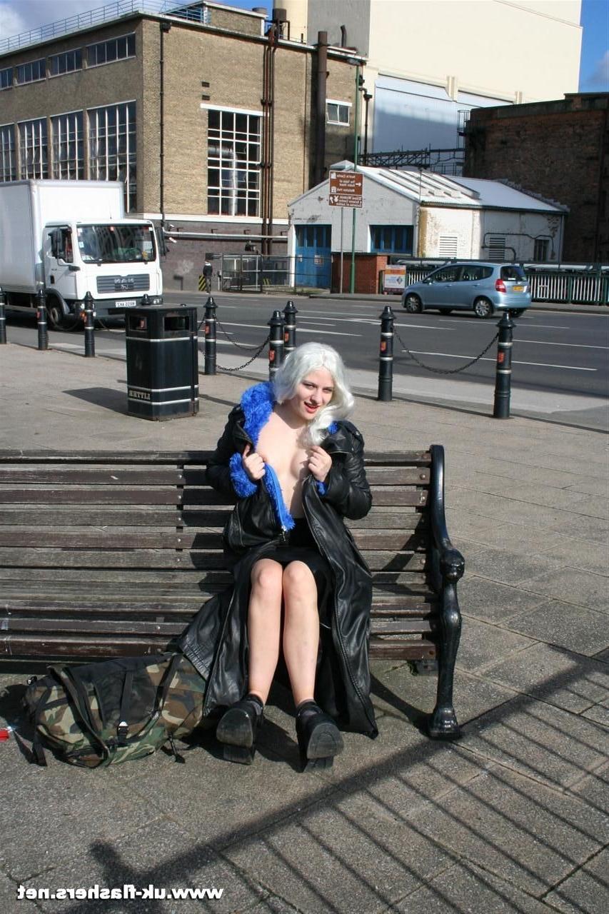 16P Horny exhibitionist teen masturbating in public and flashing tits outdoors near 