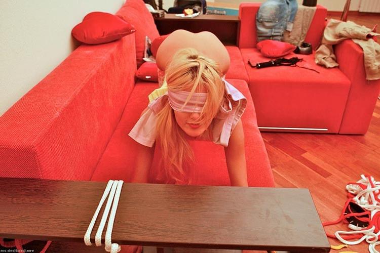 17P Stunning blindfolded young blonde getting banged hard on camera