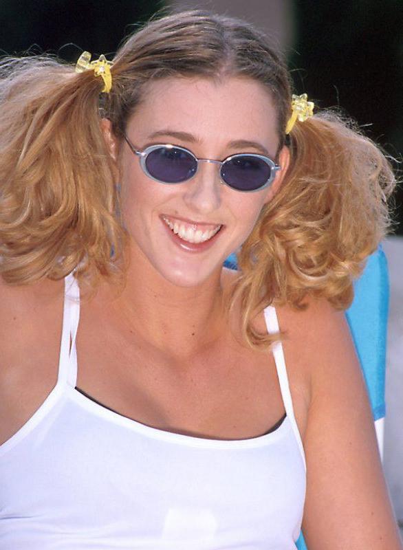 20P Dreamy pigtailed blond teen at pool