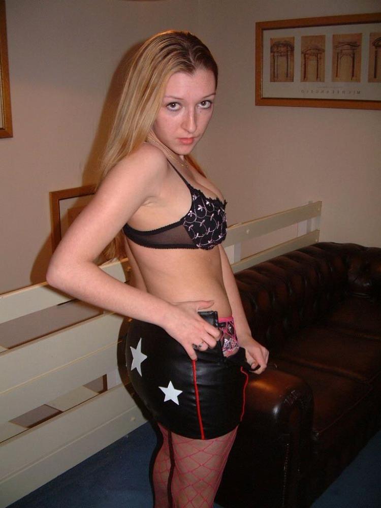 15P Busty blonde wife posing in fishnet pantyhose