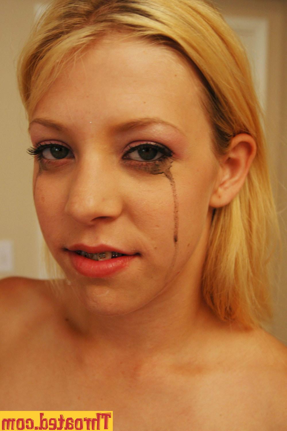 16P Blond teen babe gives nasty deepthroat with facial