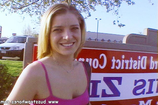 16P Cute young tattoed blonde bus rider slides her shaved pussy on a hard cock
