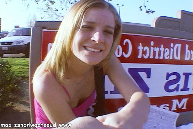 16P Cute young tattoed blonde bus rider slides her shaved pussy on a hard cock