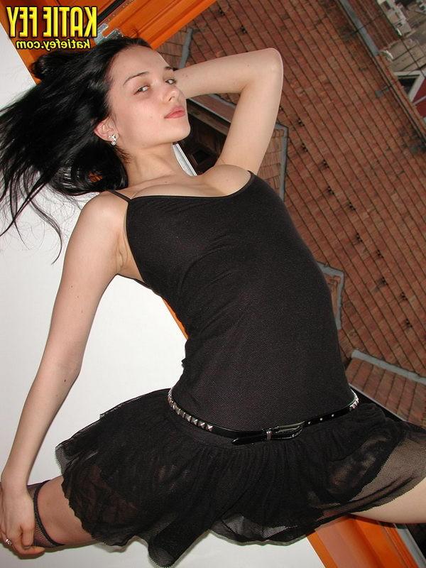 15P Busty teen in sexy black dress