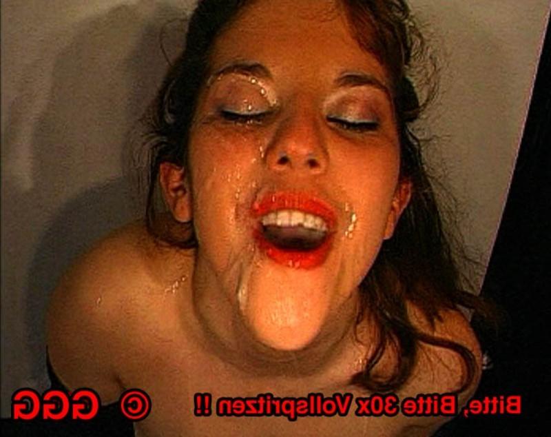 20P Cute brunette German Goo Girl in bukkake orgy
