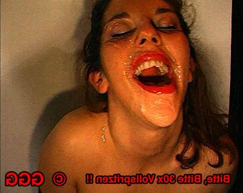 20P Cute brunette German Goo Girl in bukkake orgy