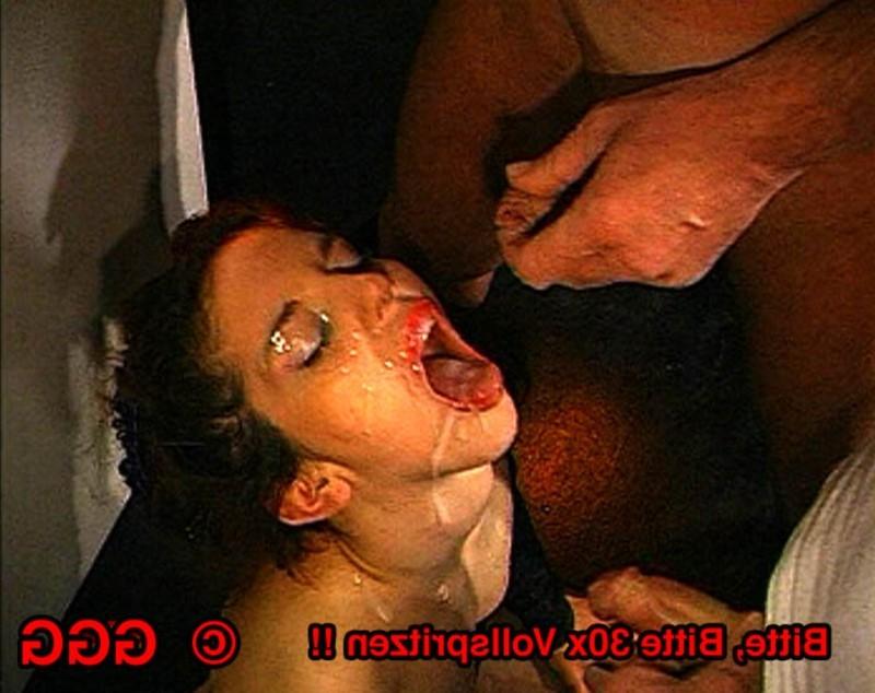 20P Cute brunette German Goo Girl in bukkake orgy