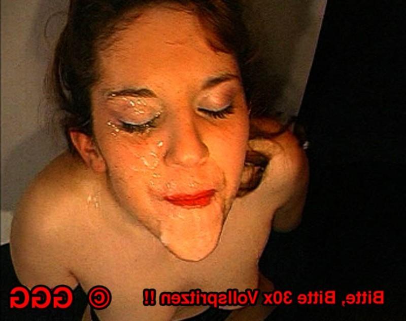 20P Cute brunette German Goo Girl in bukkake orgy