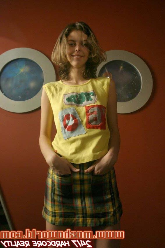 15P Teen slut shows off her tight slit for the camera