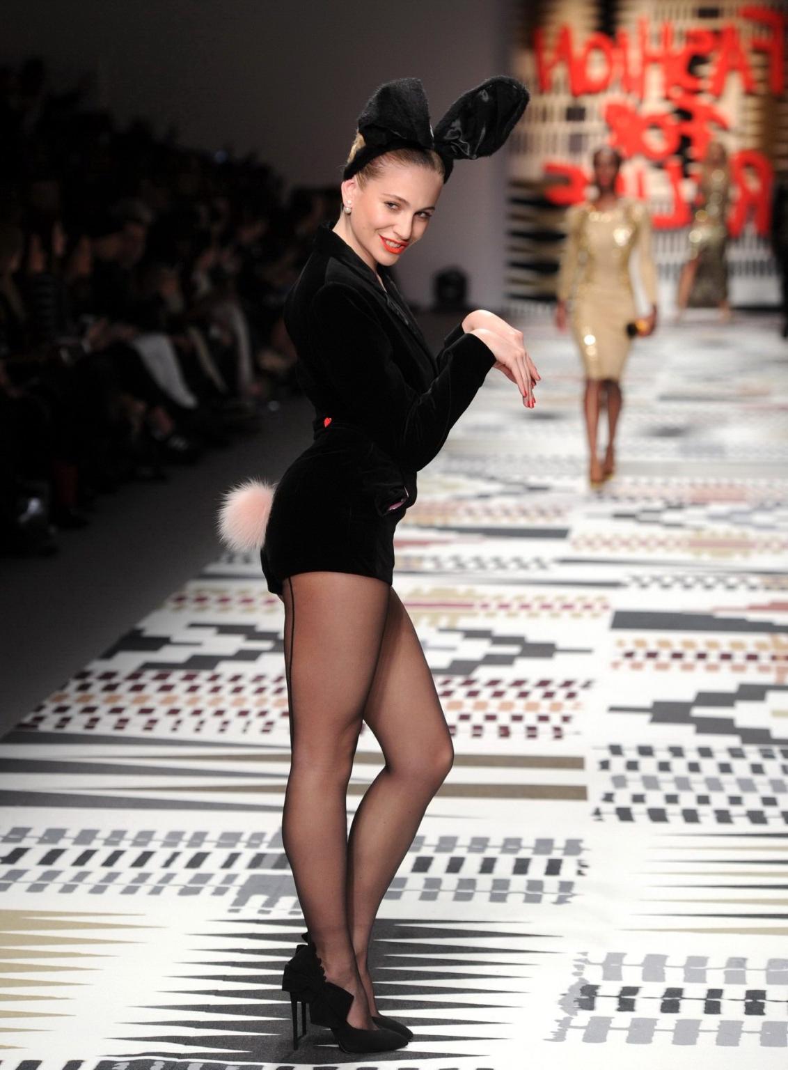 16P Pixie Lott leggy  cleavy wearing a bunny costume at the Fashion for Relief chari