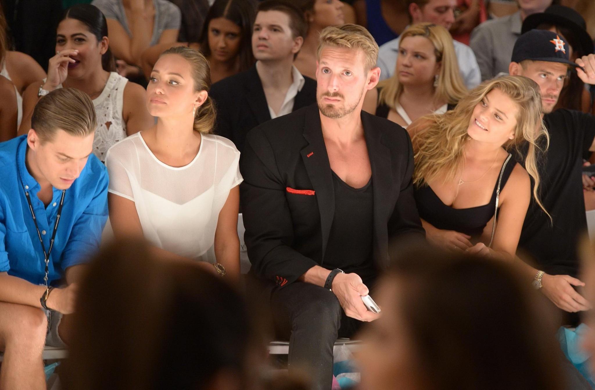 10P Nina Agdal leggy and cleavy at the Beach Bunny Show during the Mercedes FW Swim 