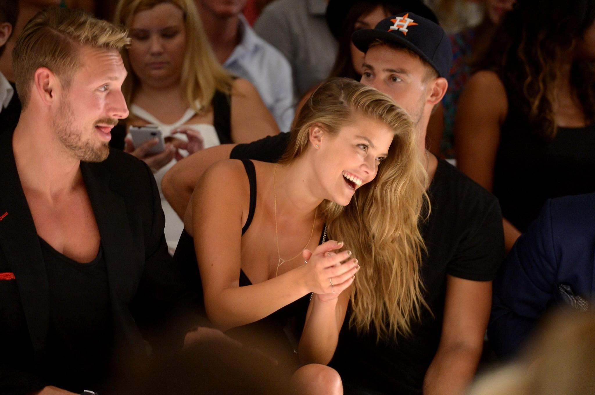 10P Nina Agdal leggy and cleavy at the Beach Bunny Show during the Mercedes FW Swim 