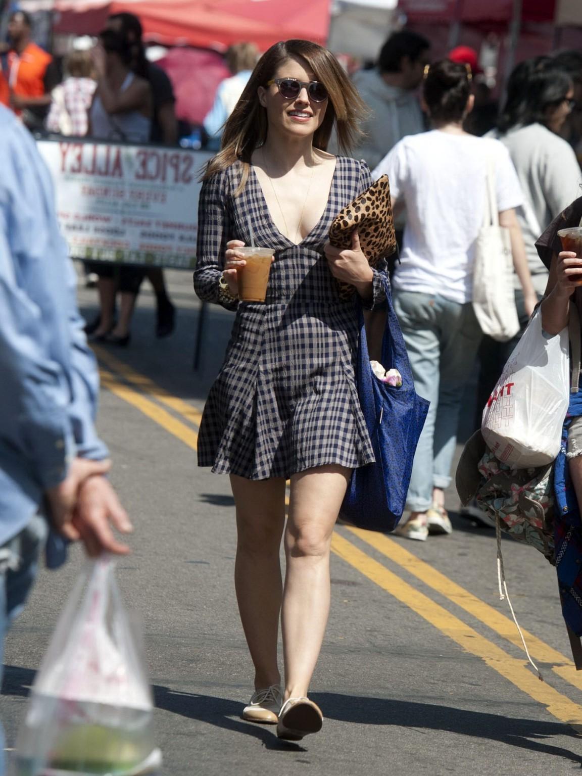 16P Sophia Bush leggy and cleavy wearing a mini dress out in LA