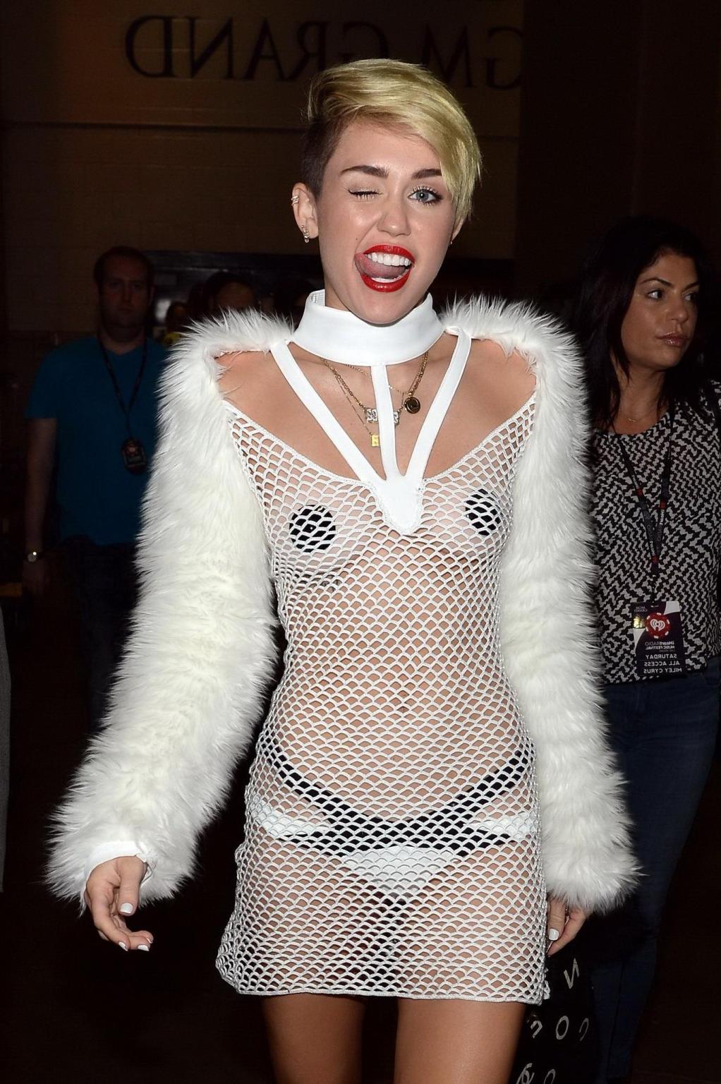 16P Miley Cyrus wearing pasties  fishnet at the  iHeartRadio Music Festival in Las V