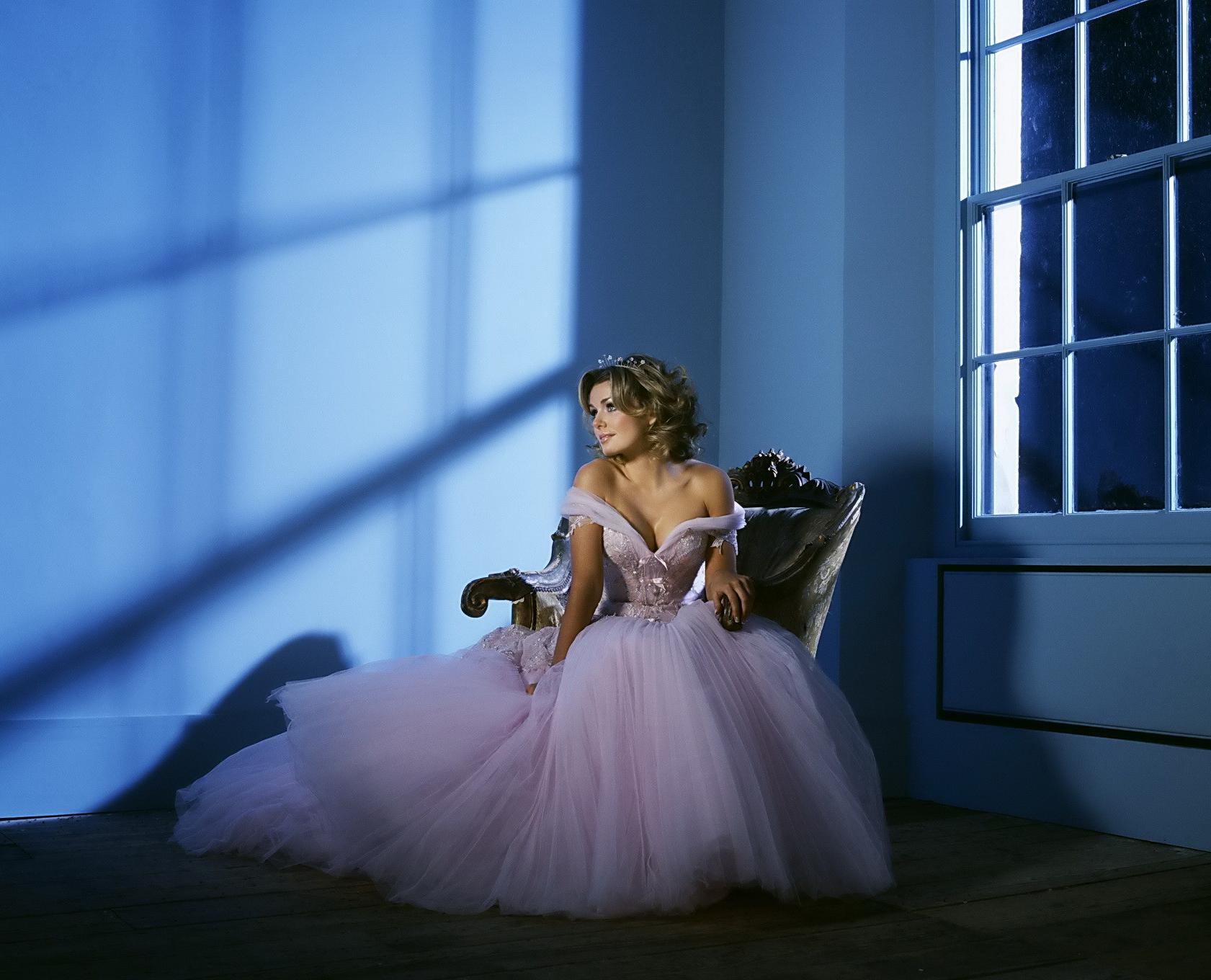 16P Katherine Jenkins cleavy and leggy wearing skimpy wedding dresses at a photoshoo