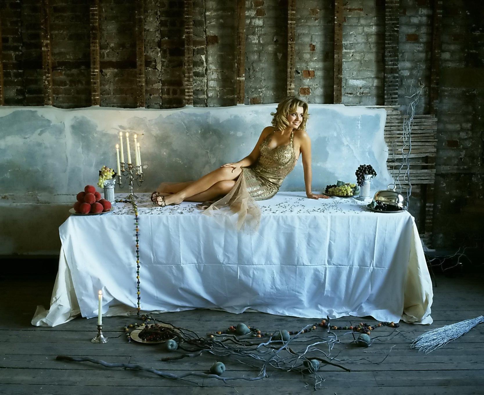 16P Katherine Jenkins cleavy and leggy wearing skimpy wedding dresses at a photoshoo