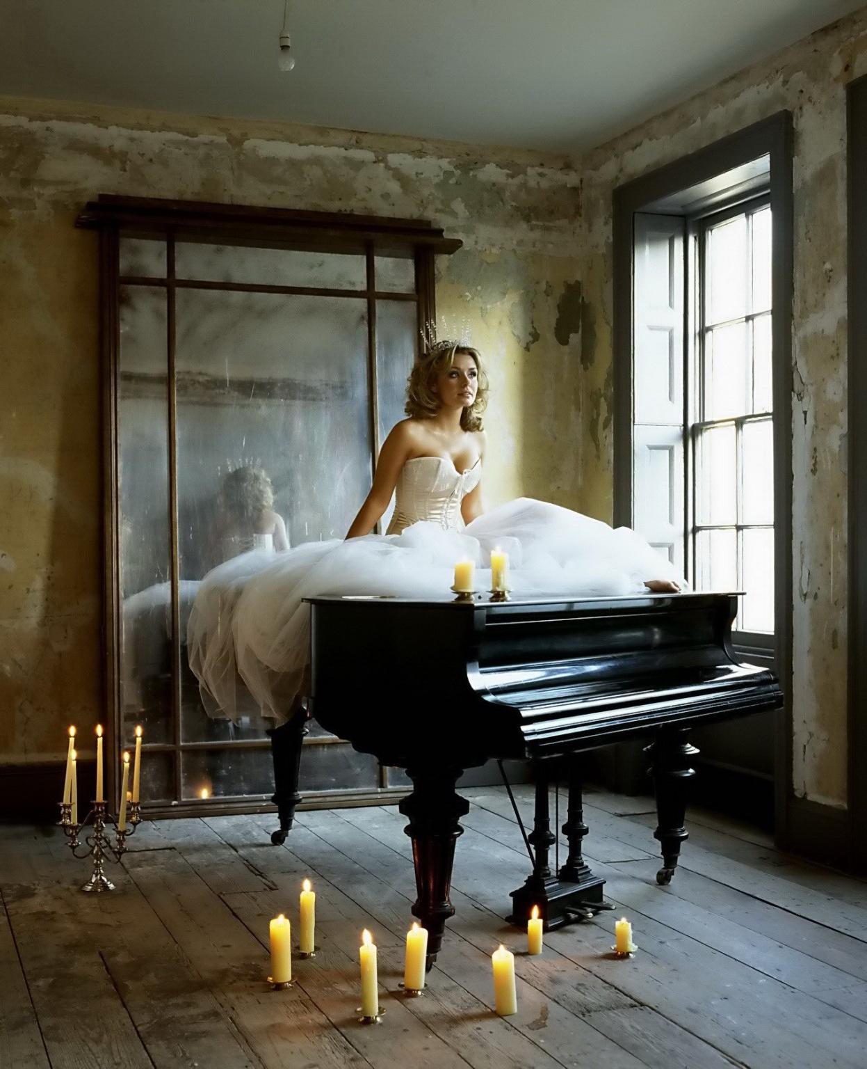 16P Katherine Jenkins cleavy and leggy wearing skimpy wedding dresses at a photoshoo