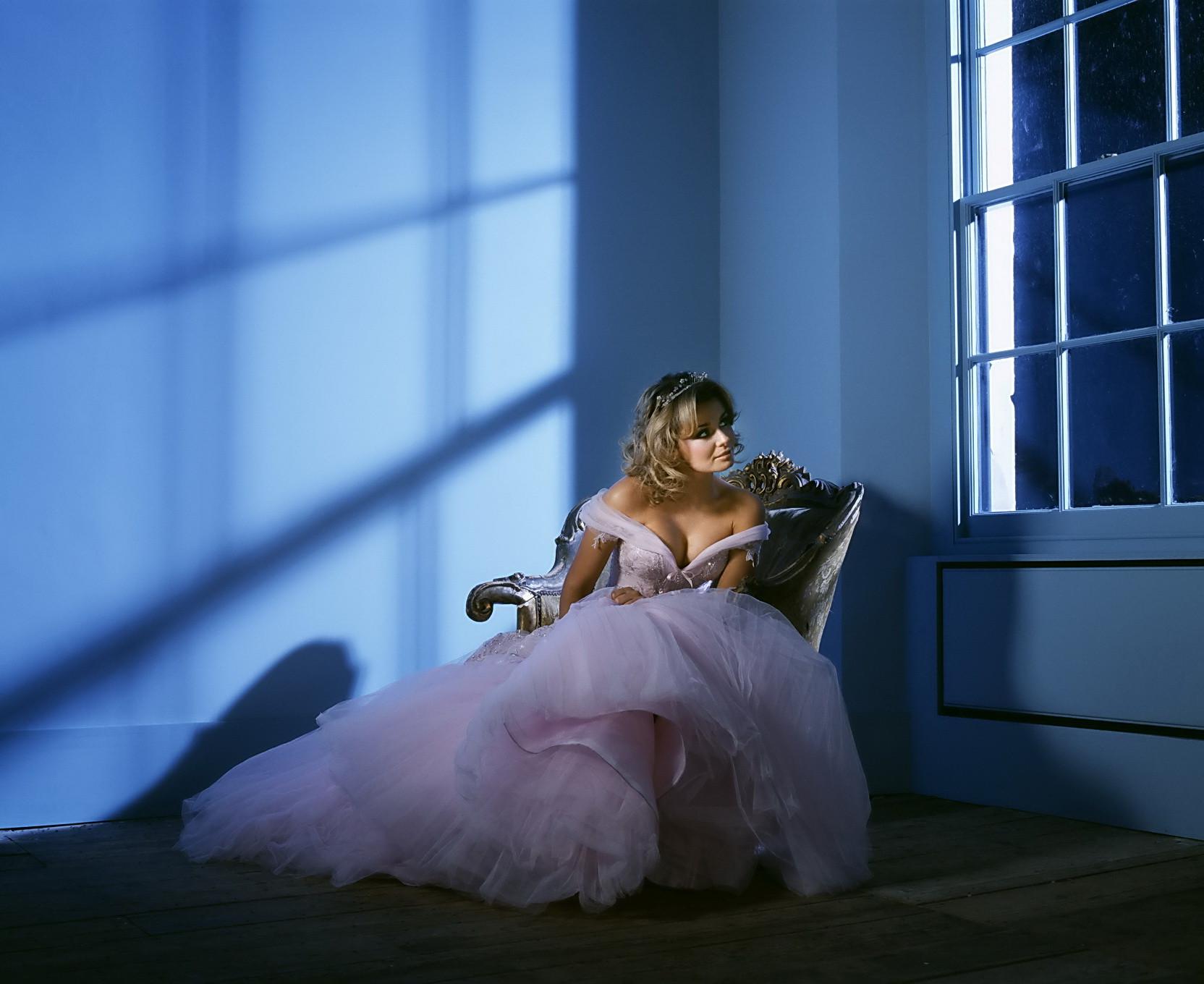 16P Katherine Jenkins cleavy and leggy wearing skimpy wedding dresses at a photoshoo