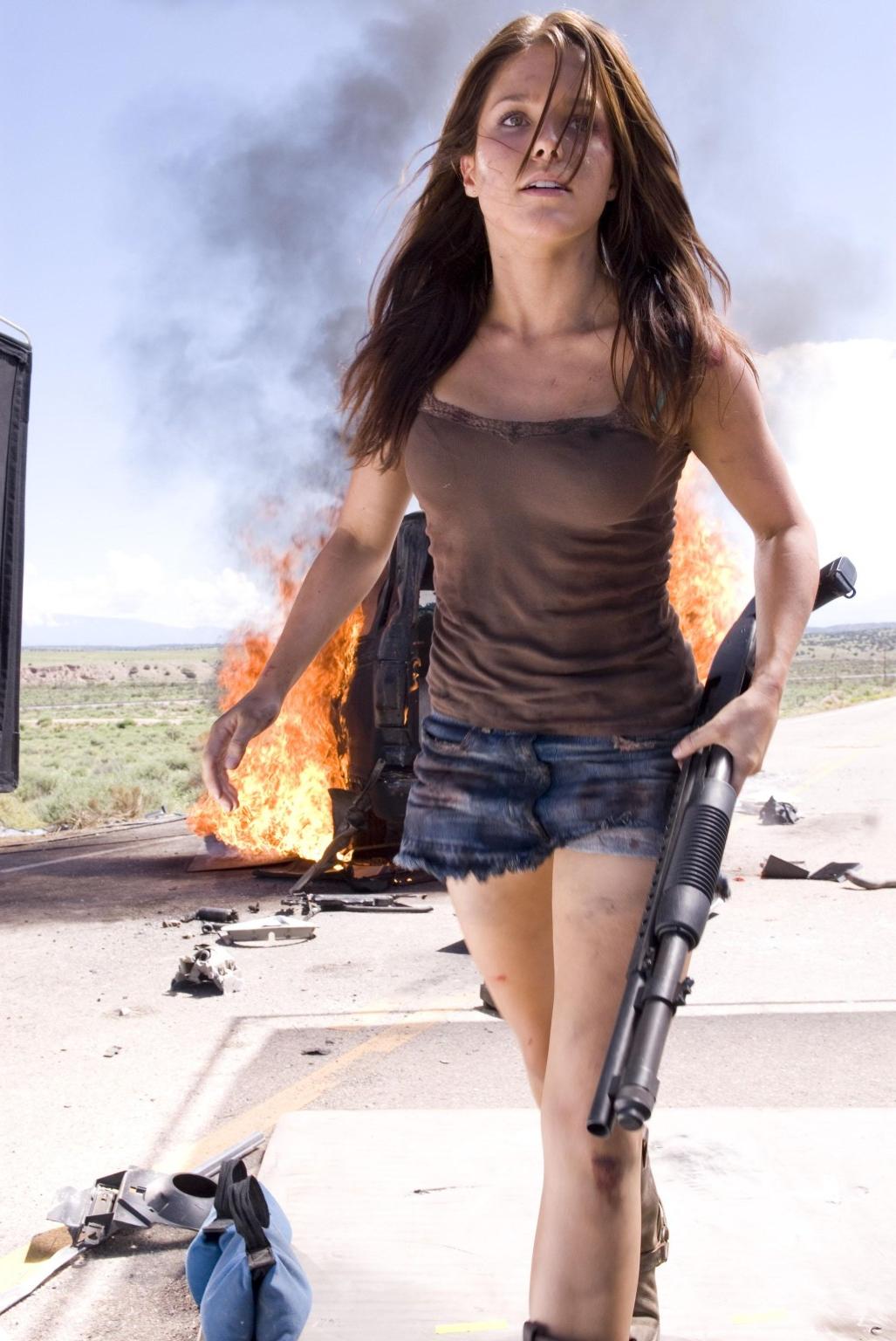 10P Sophia Bush looks very hot wearing a denim mini skirt in 'The Hitcher' stills