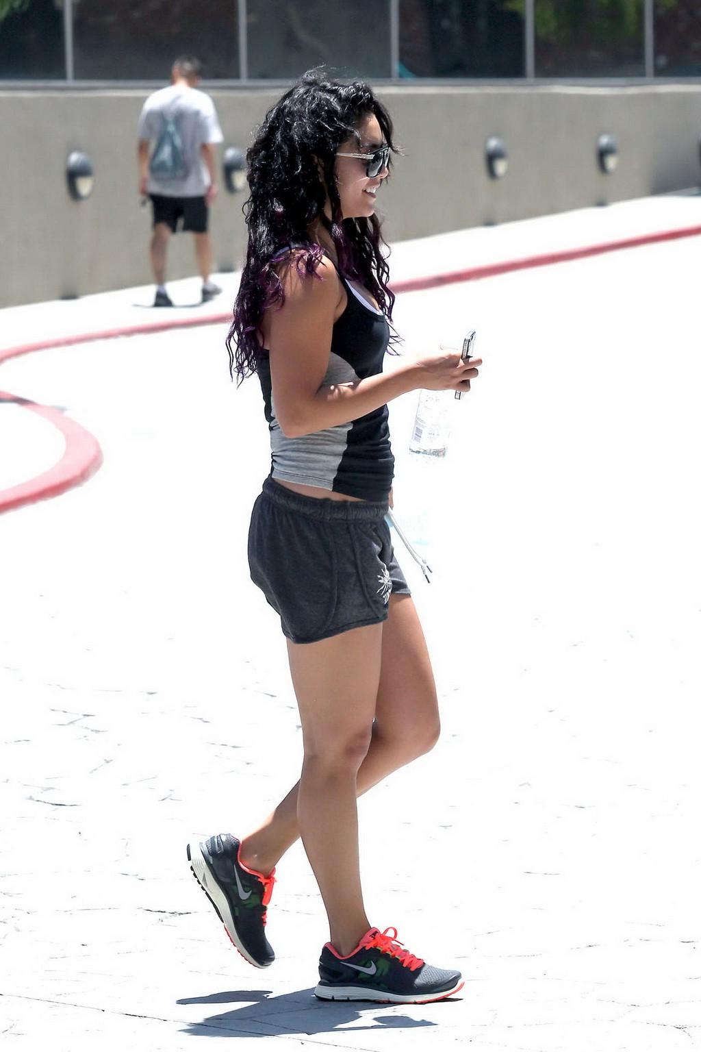 10P Vanessa Hudgens looking very hot wearing black shorts and tight top at a LA gym