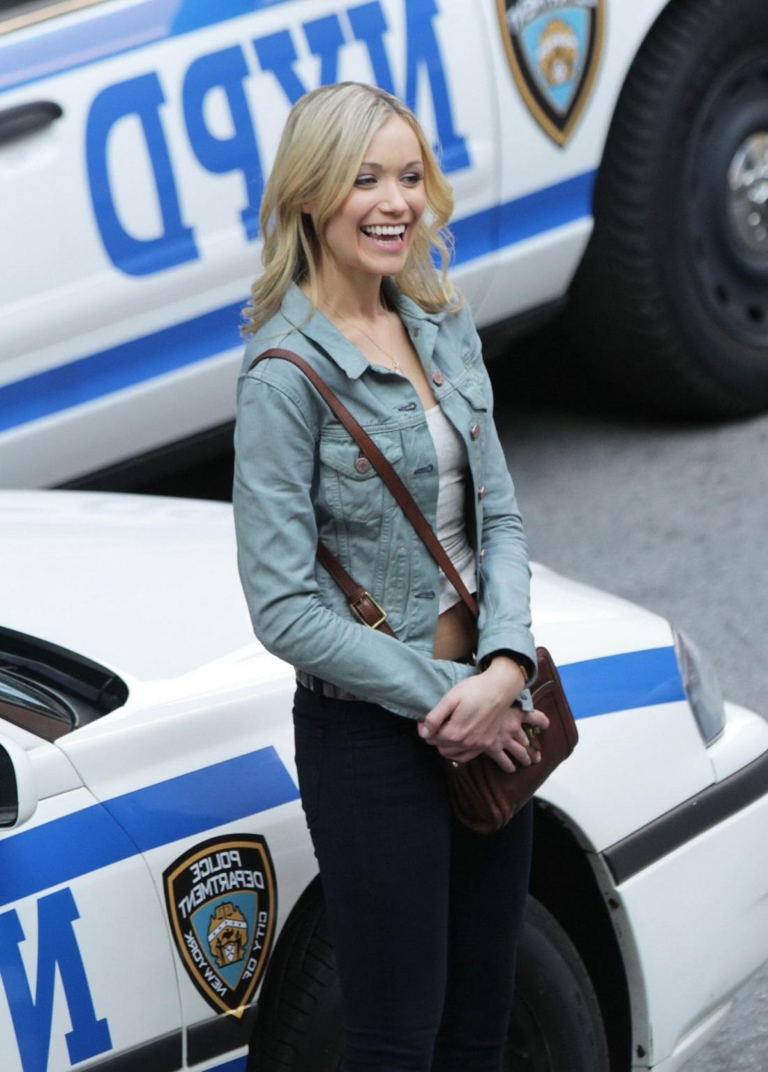 16P Katrina Bowden leggy on the Nurse 3-D set in Toronto
