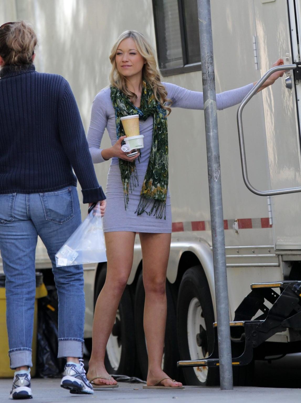 16P Katrina Bowden leggy on the Nurse 3-D set in Toronto